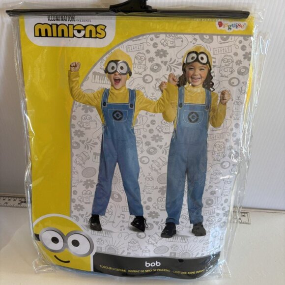 Toddler Minion Bob Halloween Costume 2T Jumpsuit & Headpiece 2 Pc Despicable Me - Picture 2 of 3